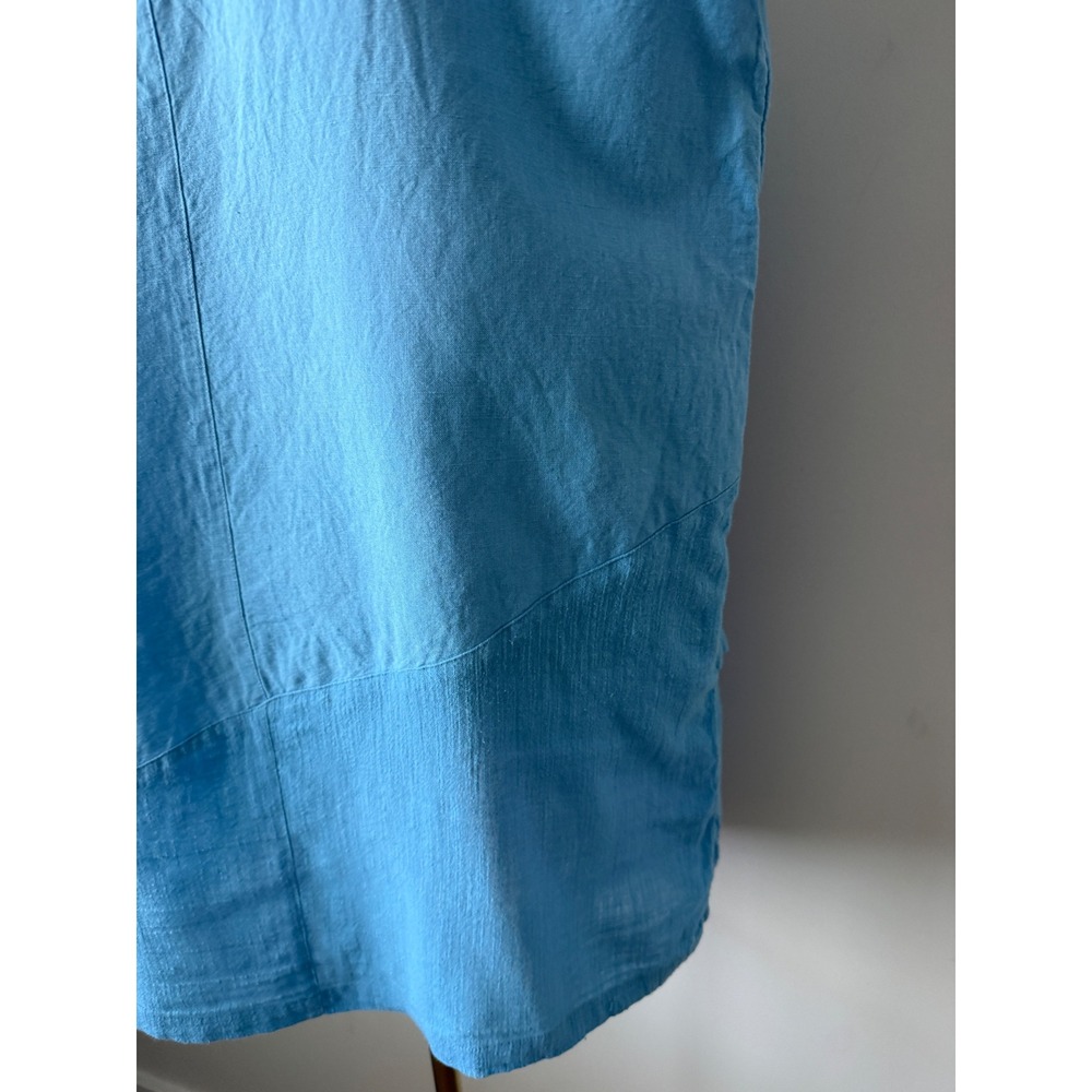 Soft Surroundings Blue Linen Blend Henley Tunic Top Asymmetrical Hem Women's 1X - Picture 11 of 13